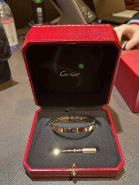 ✨ Cartier Rose Gold Wide Diamond Bracelet Size:17